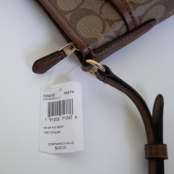 Coach Medium File Xbody Bag Khaki Signature Brown - Picture 9 of 12